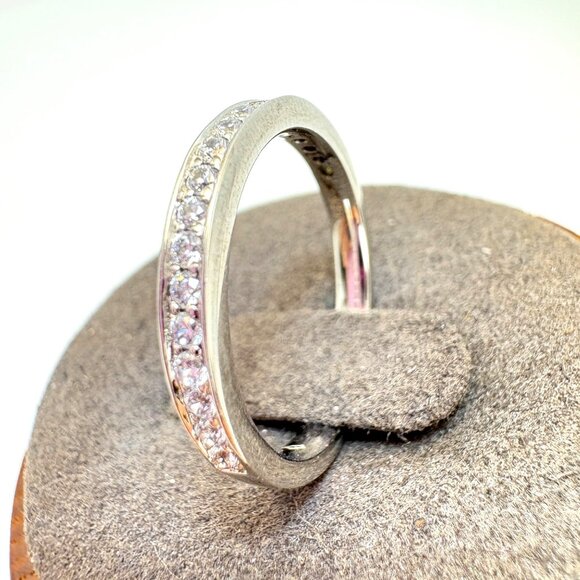 VTG Solid Sterling Silver 925 Cubic Zirconia Pavé Set Statement RIng Size 6.5 - Picture 4 of 9